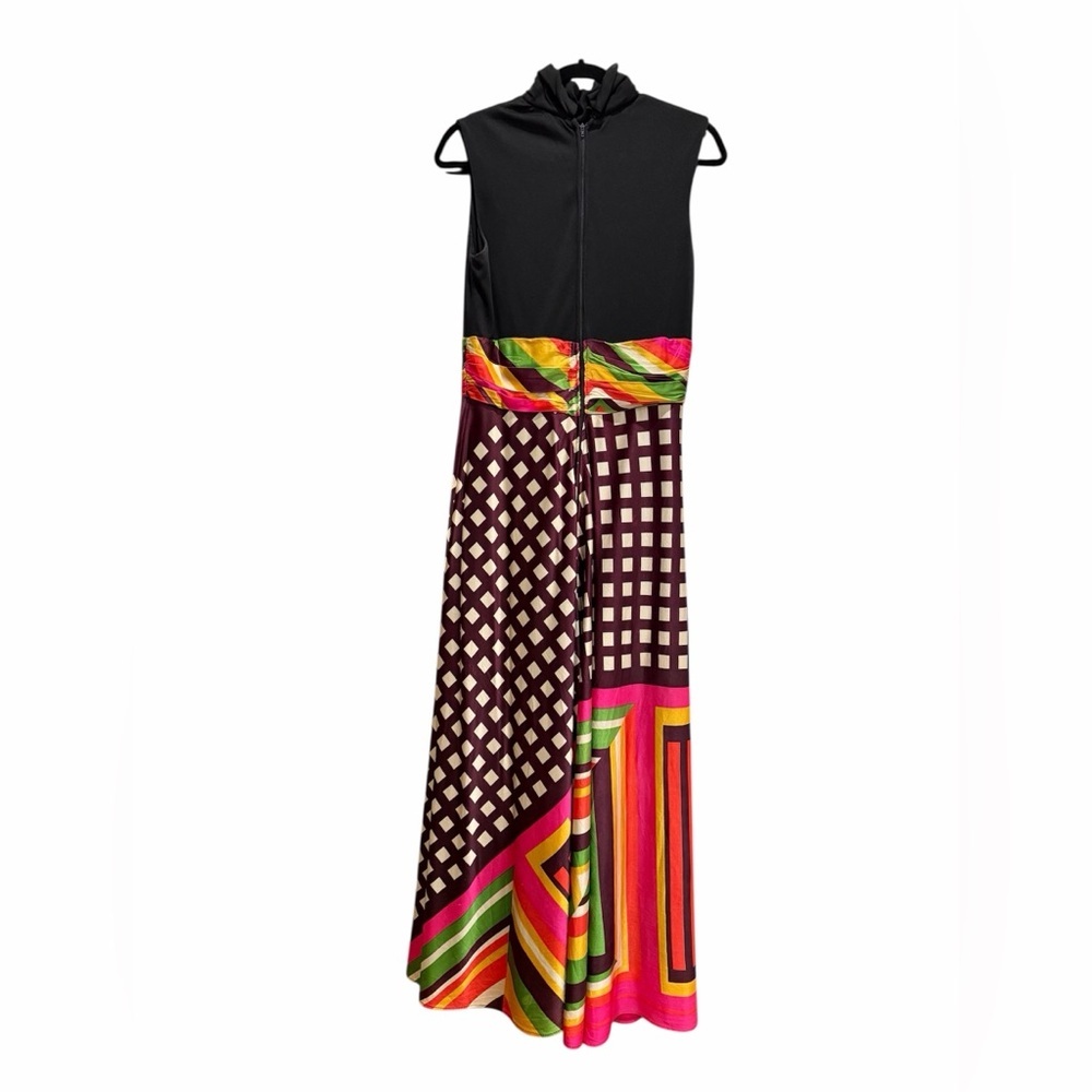 Vintage 1970s Geometric Maxi Dress Sleeveless - Picture 3 of 8